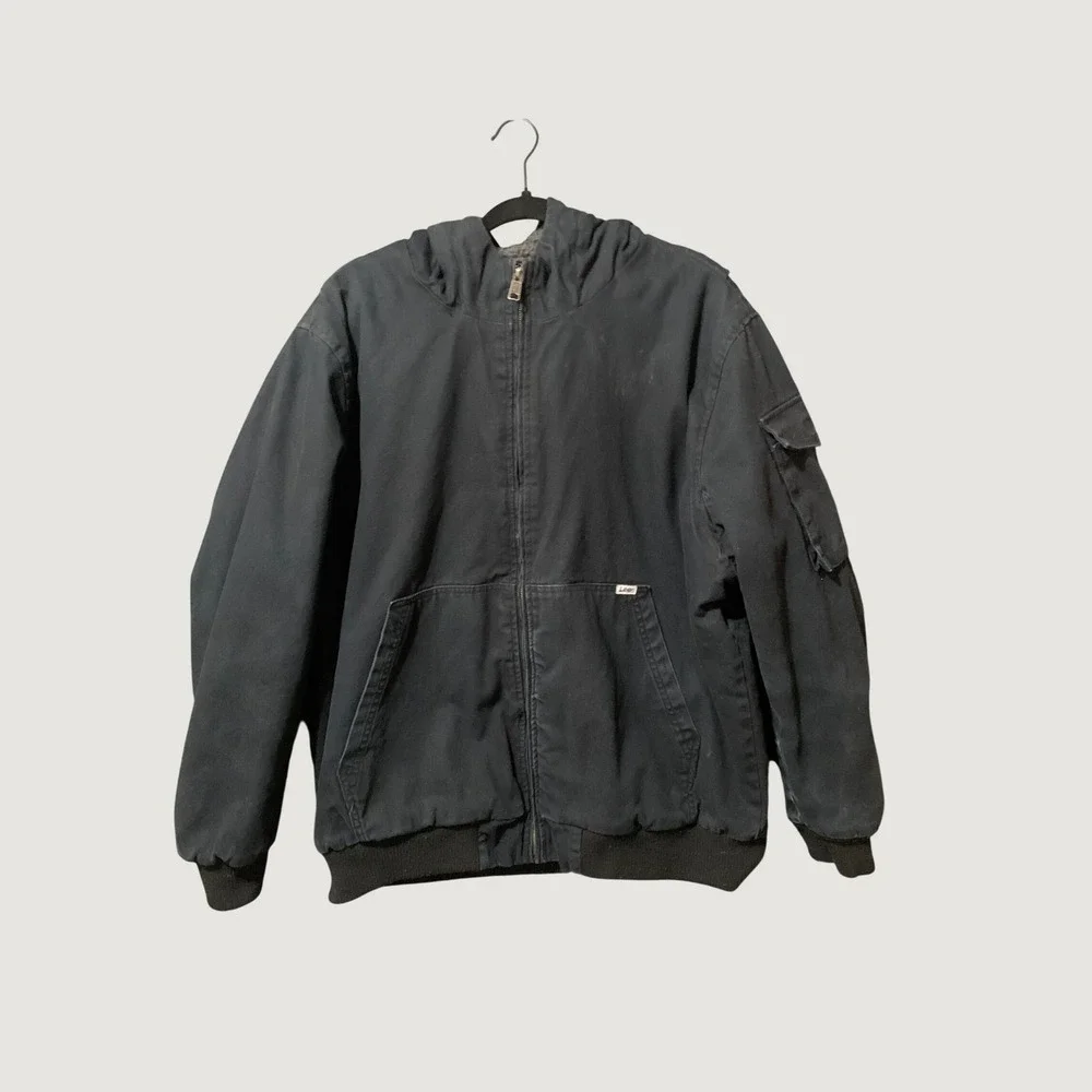 Lee Jacket Mens XL LM33JK686 Black Sherpa Lined Hooded Workwear EUC